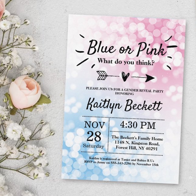 Modern blå eller Rosa? Gender Reveal Party Inbjudningar (Skapare uppladdad)