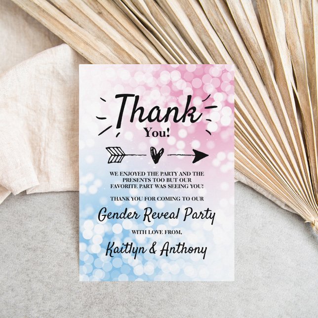 Modern blå eller Rosa? Gender Reveal Party Tack Kort (Skapare uppladdad)