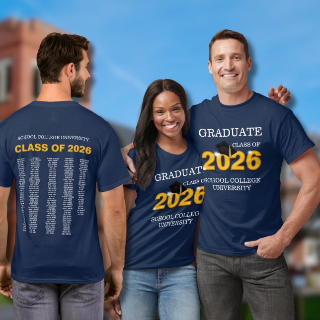Modern blå examensklass 2026 minnessaker t shirt (Skapare uppladdad)