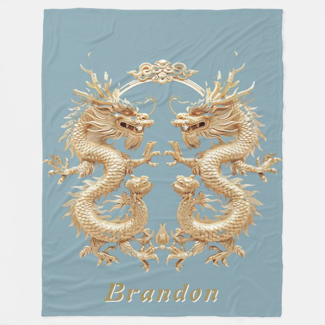 Modern blå första tvådelad draken fleecefilt (Framsidan)