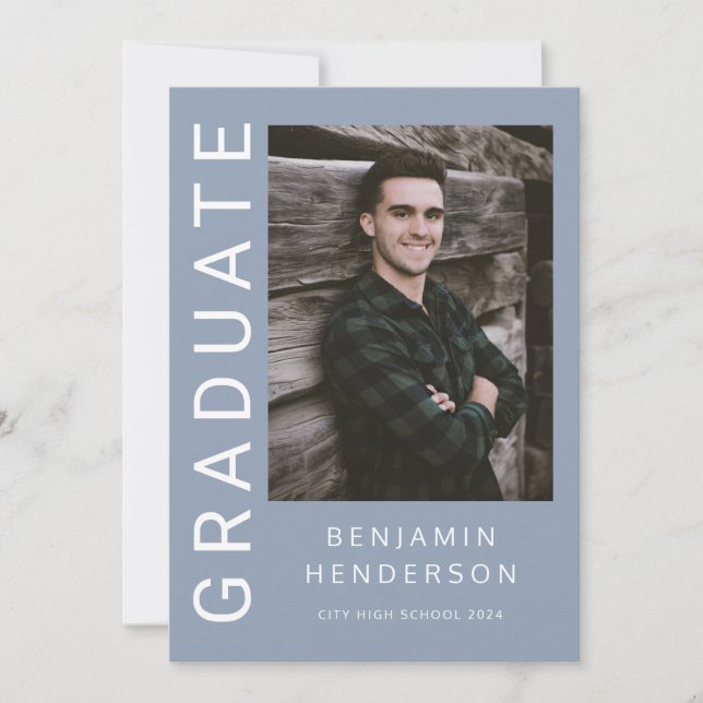 Modern Blå Foto Examen Meddelande (Framsida)