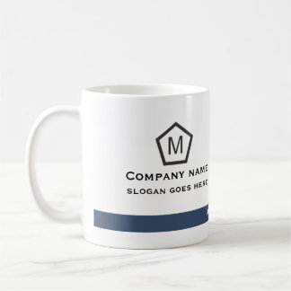 Modern blå geometrisk företagsmugg kaffemugg