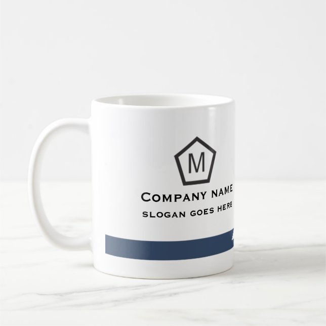 Modern blå geometrisk företagsmugg kaffemugg (Vänster)