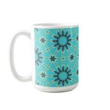 Modern blå geometrisk kaffemugg med stänk