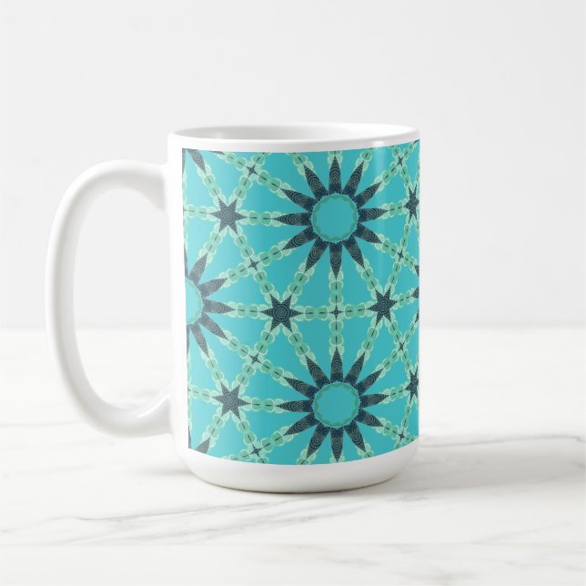 Modern blå geometrisk kaffemugg med stänk (Vänster)
