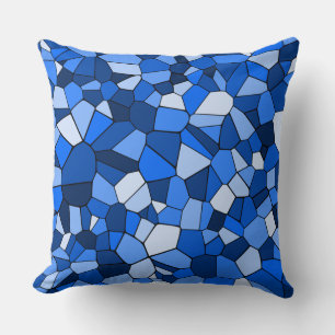 Modern blå geometrisk mosaik kudde