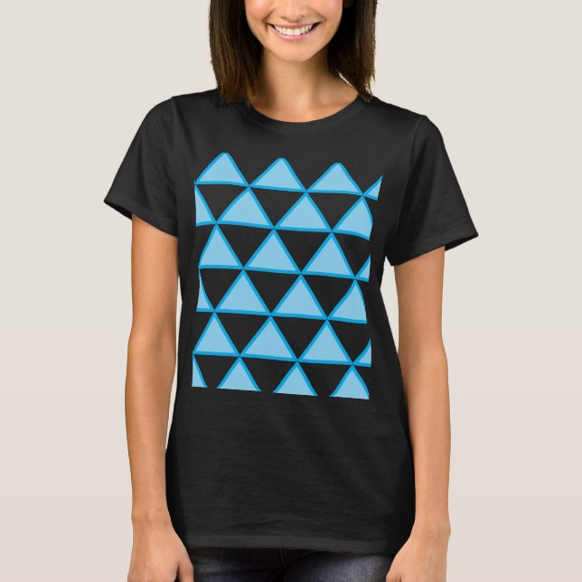 Modern Blå Geometrisk Triangel Mönster T-Shirt | A (Framsida)