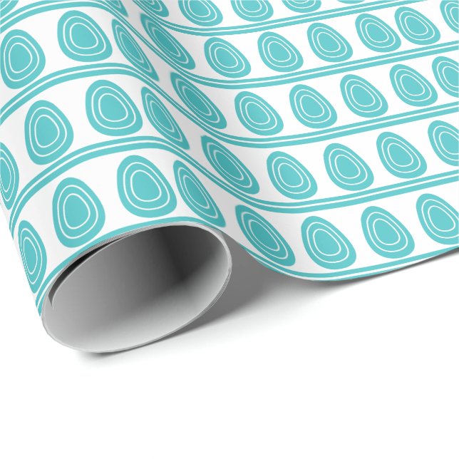 Modern blå glada påskägg mönster presentpapper (Rullad Hörn)