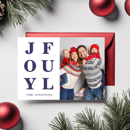Modern Blå Glädjerik Fotokristall Julkort
