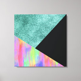 Modern blå Glitter med Pastel Geometric Stil Canvastryck