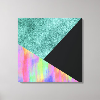 Modern blå Glitter med Pastel Geometric Stil Canvastryck