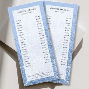 Modern Blå Glitter Salong Prislista Rackkort Reklamkort