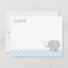 Modern Blå Grå Elefant Baby Pojke Shower Tack Kort