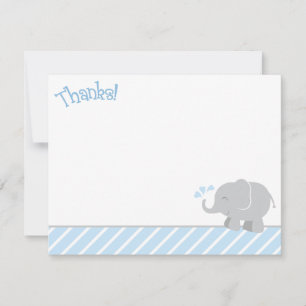 Modern Blå Grå Elefant Baby Pojke Shower Tack Kort