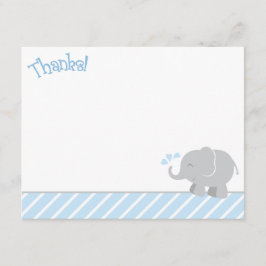 Modern Blå Grå Elefant Baby Pojke Shower Tack Kort