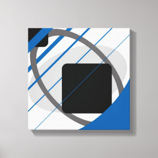 Modern Blå Grå Svart Off Vit - Lindad Canvas