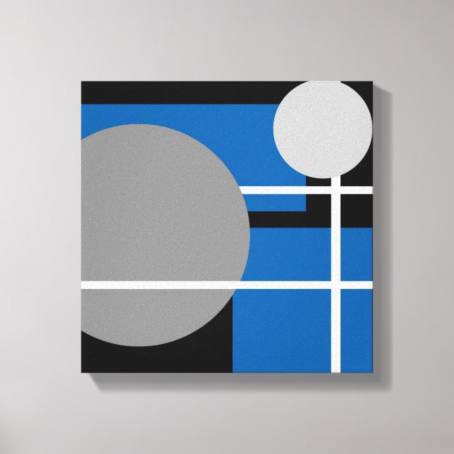 Modern Blå Grå Svart Vit - Lindad Canvas (Framsida)