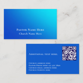 Modern Blå Gradient Anpassad Text QR-kod Kyrka Visitkort