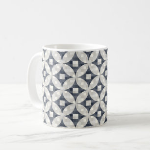 Modern blå grått- och beige-check i mitten av århu kaffemugg