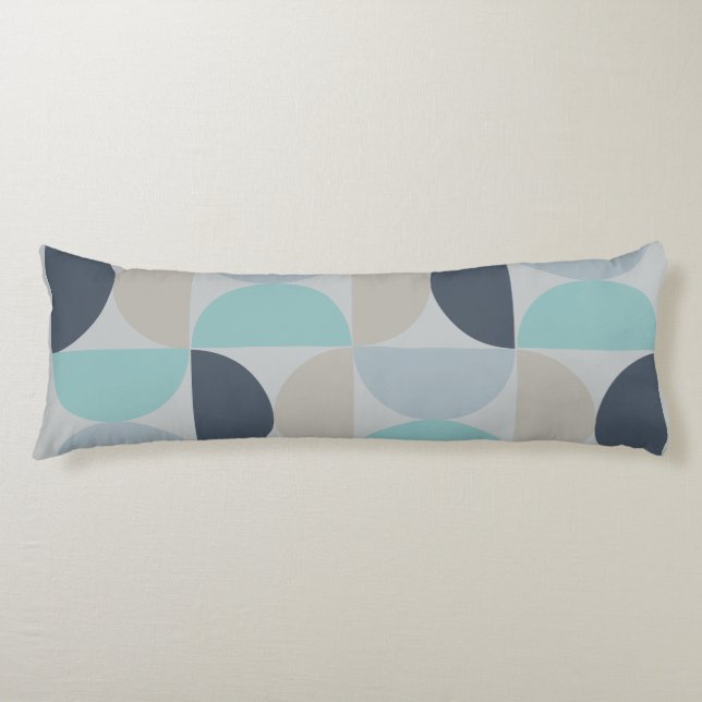 Modern blå grönt och grått i mitten av århundradet kroppskudde (Framsidan)