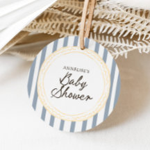 Modern Blå & Gul Handritad Bebis Shower