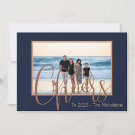 Modern Blå & Guld Nyårsfirande Kalender Foto Julkort