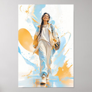 Modern Blå Guld Streetwear Vibe Affisch