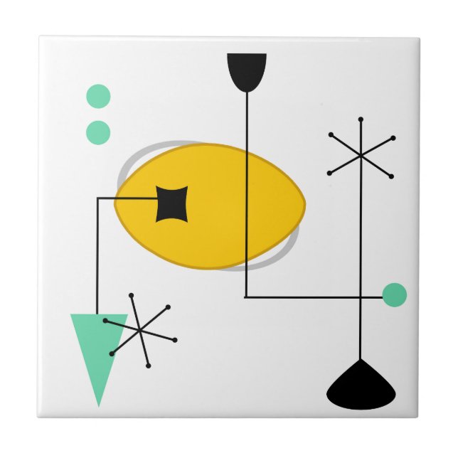 Modern blå gult, enkel återgivning kakelplatta (Framsidan)