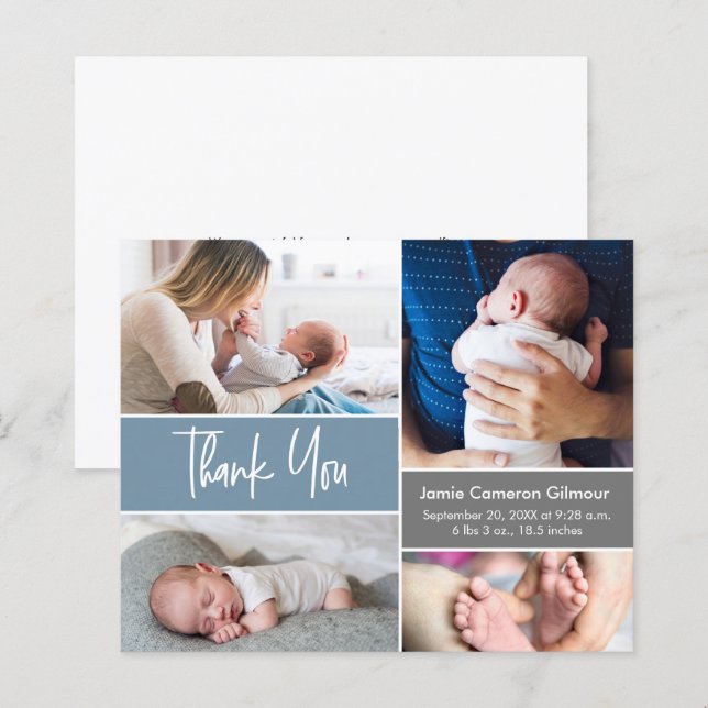 Modern blå handskriftsfoton i många (Fram/baksida)