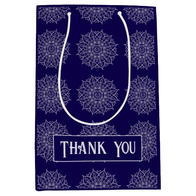 Modern Blå Indigo Lyx Branding Mandala Namn (Framsidan)