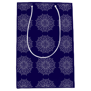 Modern blå indigo mandala boho decoupage present