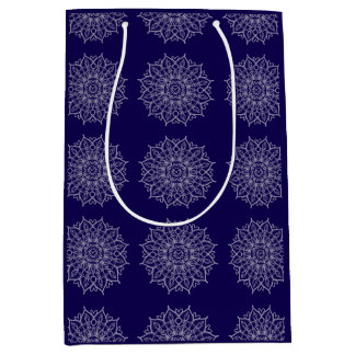 Modern blå indigo mandala boho decoupage present