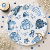 Modern Blå Jean Baby Denim Tematisk Bebis Shower