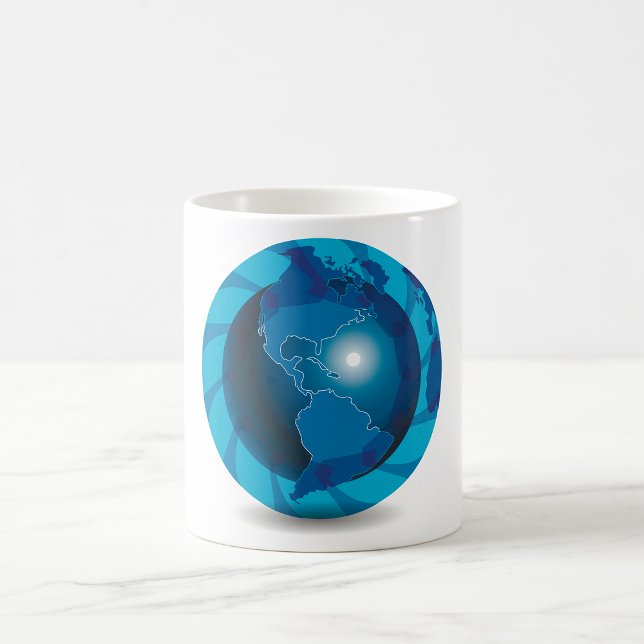 Modern blå jordglob världskarta kaffemugg (Skapare uppladdad)