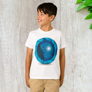 Modern blå jordglob världskarta t shirt