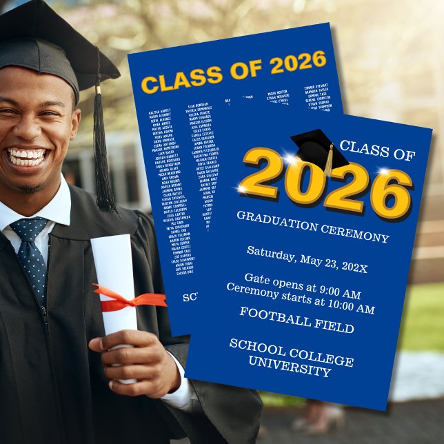 Modern blå klass 2026-examensceremoni inbjudningar (Skapare uppladdad)