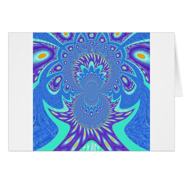 Modern blå konst hälsningskort (Framsidan Horizontal)