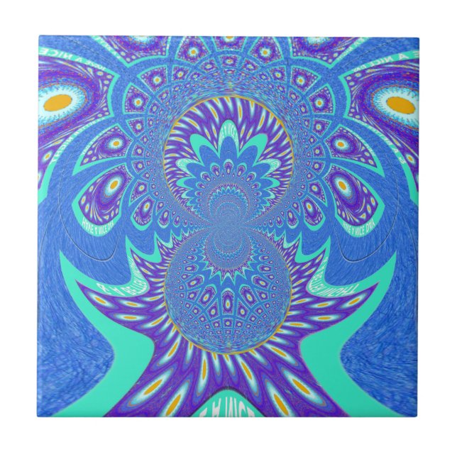 Modern blå konst kakelplatta (Framsidan)