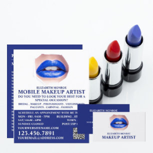 Modern blå Läppar, makeup-konstnär Visitkort