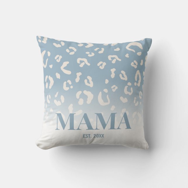 Modern Blå Leopardsminkad Personlig Mama Kudde (Framsida)