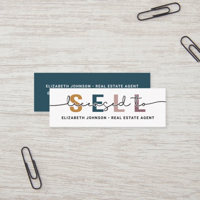 Modern blå licensierad för att sälja fastighetsmäk mini visitkort (Fram/Back In Situ)