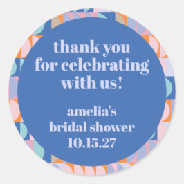 Modern Blå Lila Anpassad Bröllopsfest Tack Runt Klistermärke