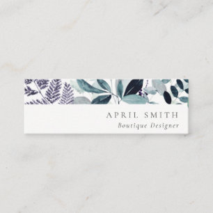 Modern blå Lila Leafy Tropical Foliage Fern Mini Visitkort