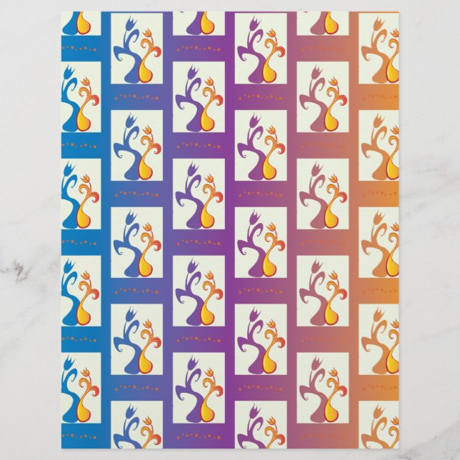 Modern blå, lila, orange Tulip par Blommigt (Framsida)