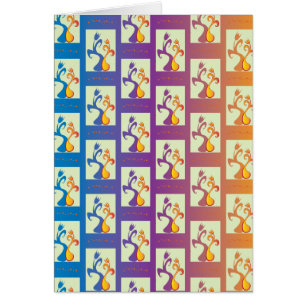 Modern blå, lila, orange Tulip par Blommigt Hälsningskort