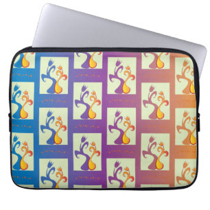 Modern blå, lila, orange Tulip par Blommigt Laptop Sleeve