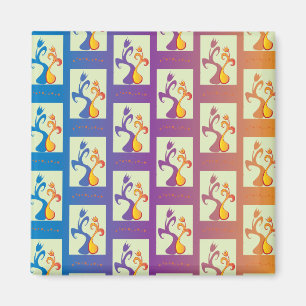 Modern blå, lila, orange Tulip par Blommigt Magnet