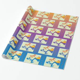 Modern blå, lila, orange Tulip par Blommigt Presentpapper