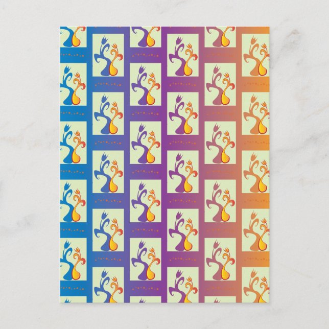 Modern blå, lila, orange Tulip par Blommigt Vykort (Framsida)