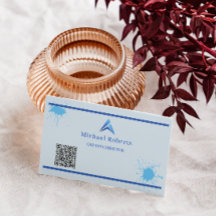 Modern Blå Målad Stänk Kreativ med QR-kod